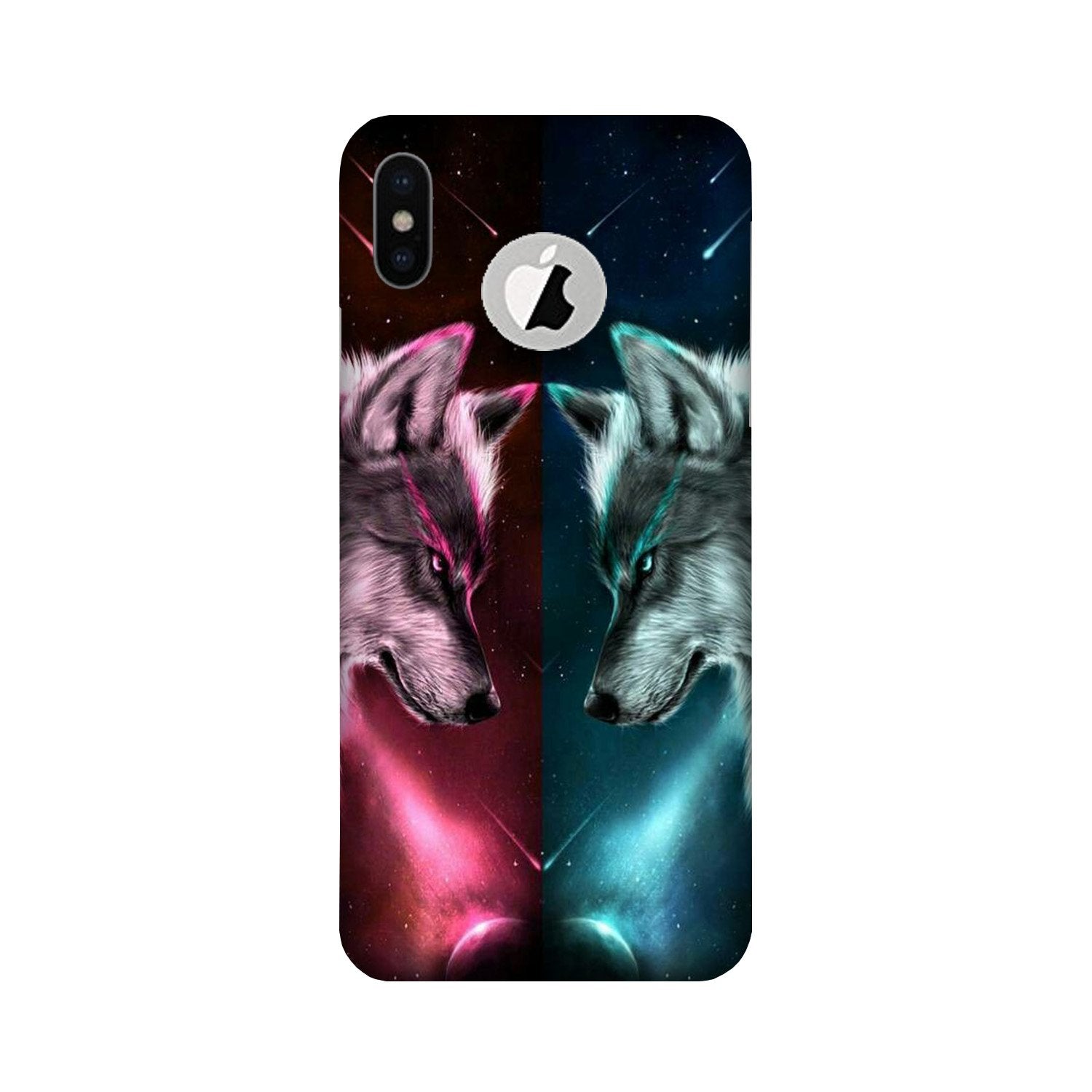 Wolf fight Mobile Back Case for iPhone Xs logo cut (Design - 221) Wolf fight Case for iPhone Xs logo cut (Design No. 221)