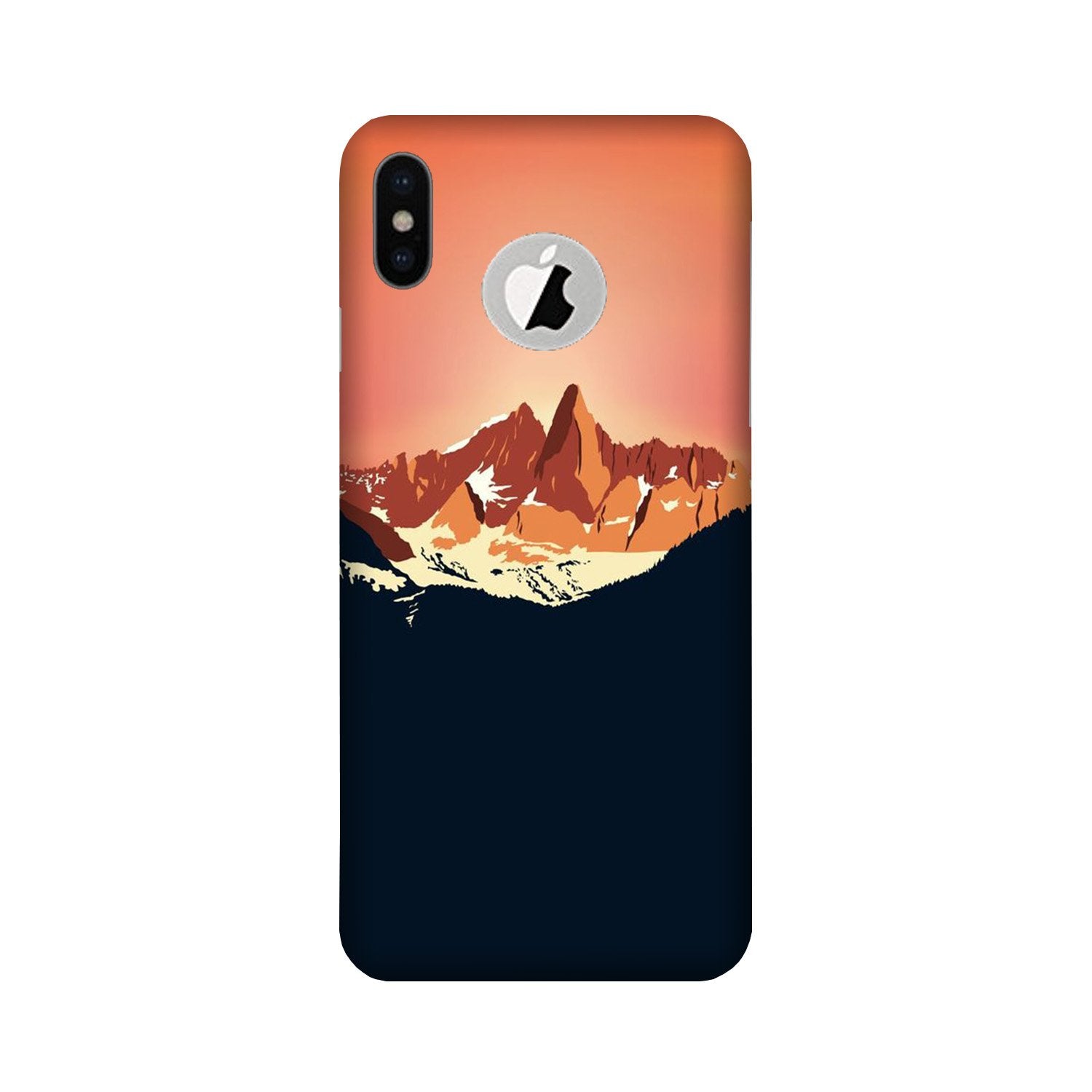 Mountains Mobile Back Case for iPhone Xs logo cut (Design - 227) Mountains Case for iPhone Xs logo cut (Design No. 227)