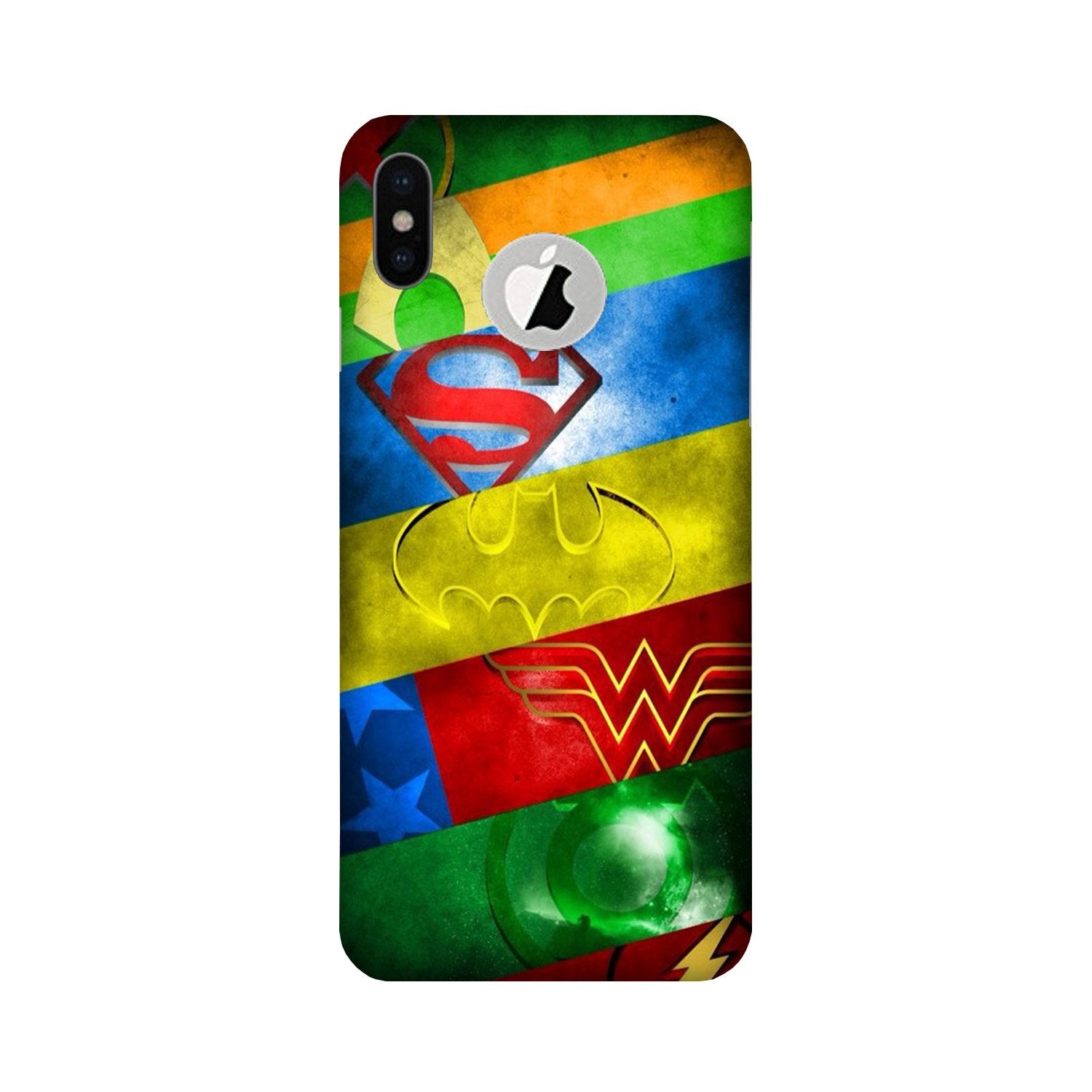Superheros Logo Mobile Back Case for iPhone Xs logo cut (Design - 251) Superheros Logo Case for iPhone Xs logo cut (Design No. 251)