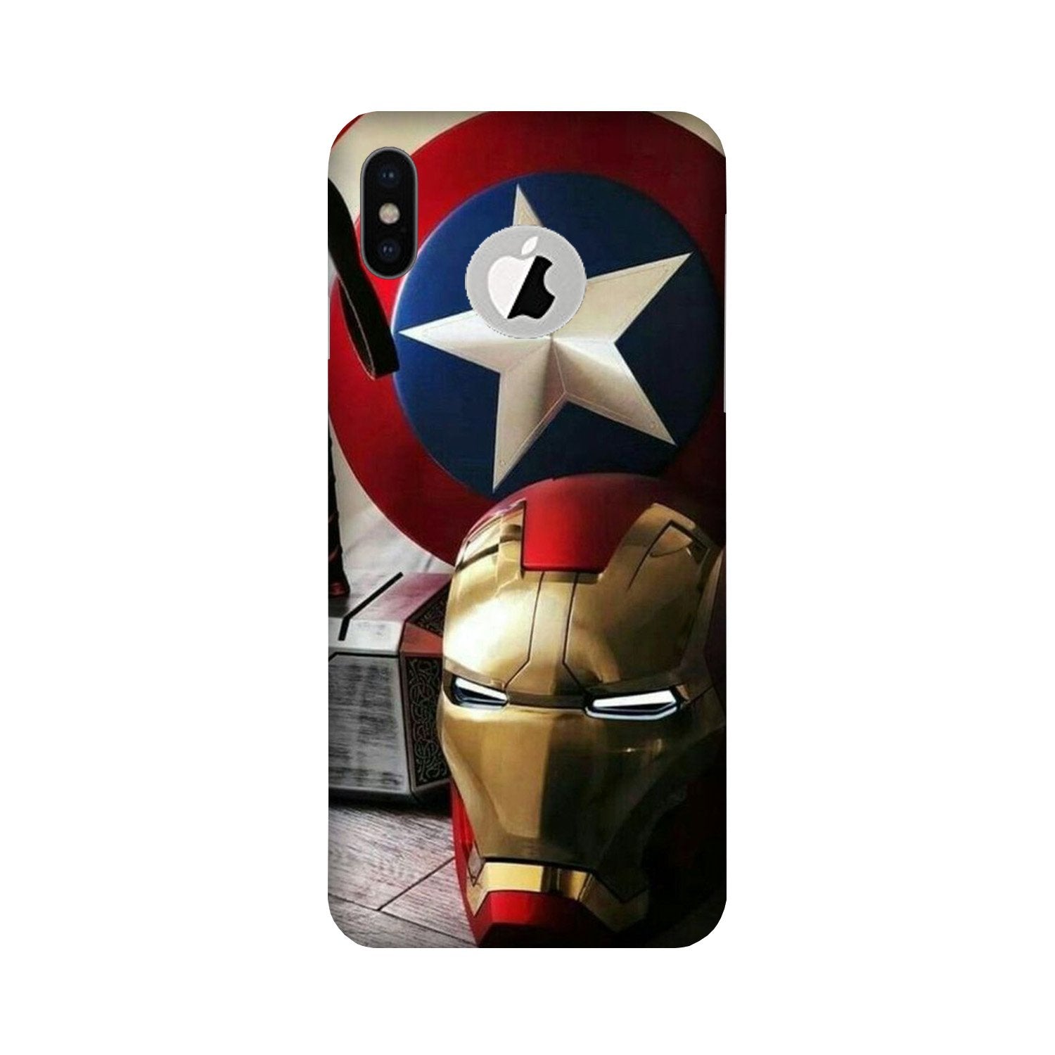 Ironman Captain America Mobile Back Case for iPhone Xs logo cut (Design - 254) Ironman Captain America Case for iPhone Xs logo cut (Design No. 254)