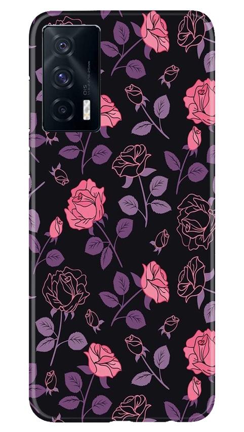 Rose Black Background Mobile Back Case for Vivo iQOO 7 (Design - 27) Rose Black Background Case for Vivo iQOO 7
