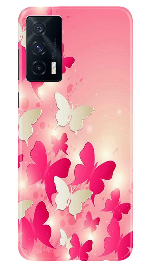 White Pick Butterflies Mobile Back Case for Vivo iQOO 7 (Design - 28) White Pick Butterflies Case for Vivo iQOO 7