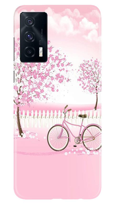 Pink Flowers Cycle Mobile Back Case for Vivo iQOO 7 (Design - 102) Pink Flowers Cycle Case for Vivo iQOO 7 (Design - 102)
