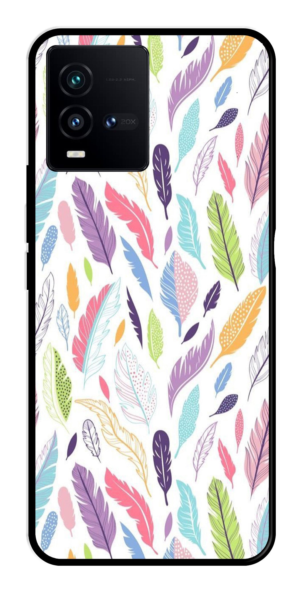 Colorful Feathers Metal Mobile Case for Vivo iQOO 9T 5G Colorful Feathers Metal Mobile Case for Vivo iQOO 9T 5G (Design No -06)