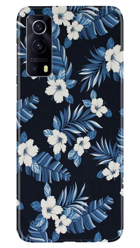 White flowers Blue Background2 Mobile Back Case for Vivo iQOO Z3 5G (Design - 15) White flowers Blue Background2 Case for Vivo iQOO Z3 5G