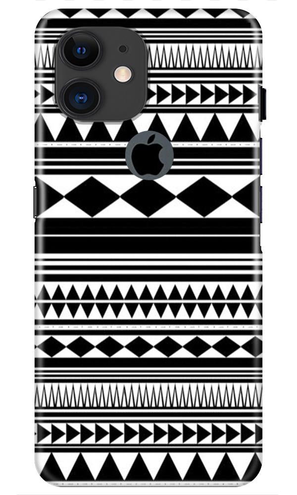 Black white Pattern Mobile Back Case for iPhone 11 Logo Cut (Design - 5) Black white Pattern Case for iPhone 11 Logo Cut