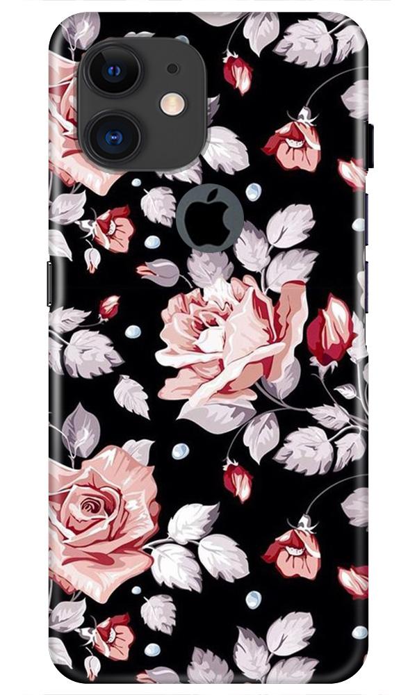 Pink rose Mobile Back Case for iPhone 11 Logo Cut (Design - 12) Pink rose Case for iPhone 11 Logo Cut