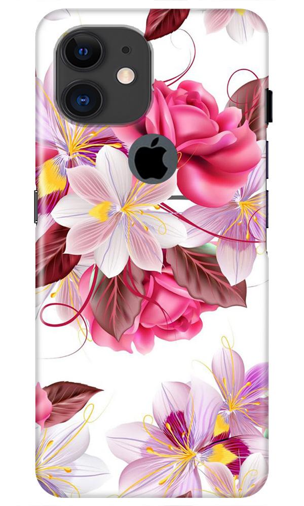 Beautiful flowers Mobile Back Case for iPhone 11 Logo Cut (Design - 23) Beautiful flowers Case for iPhone 11 Logo Cut