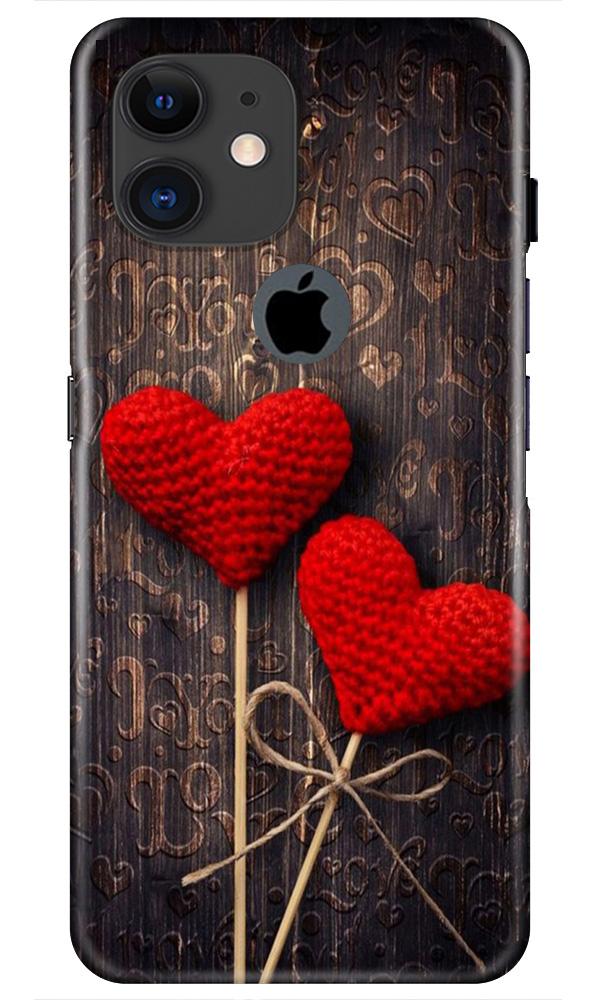 Red Hearts Mobile Back Case for iPhone 11 Logo Cut (Design - 80) Red Hearts Case for iPhone 11 Logo Cut