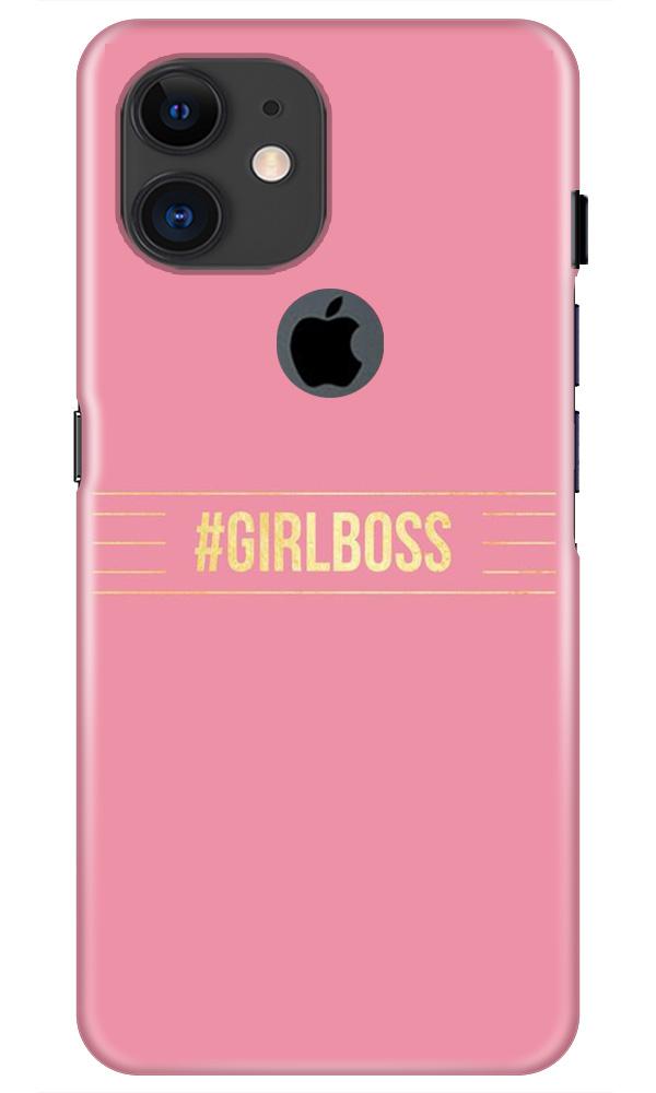 Girl Boss Pink Mobile Back Case for iPhone 11 Logo Cut (Design - 263) Girl Boss Pink Case for iPhone 11 Logo Cut (Design No. 263)