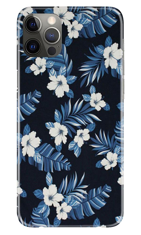 White flowers Blue Background2 Mobile Back Case for iPhone 12 Pro (Design - 15) White flowers Blue Background2 Case for iPhone 12 Pro