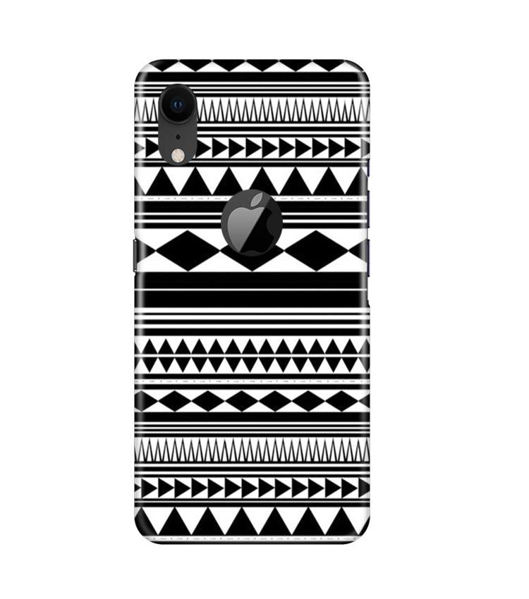 Black white Pattern Mobile Back Case for iPhone Xr Logo Cut (Design - 5) Black white Pattern Case for iPhone Xr Logo Cut