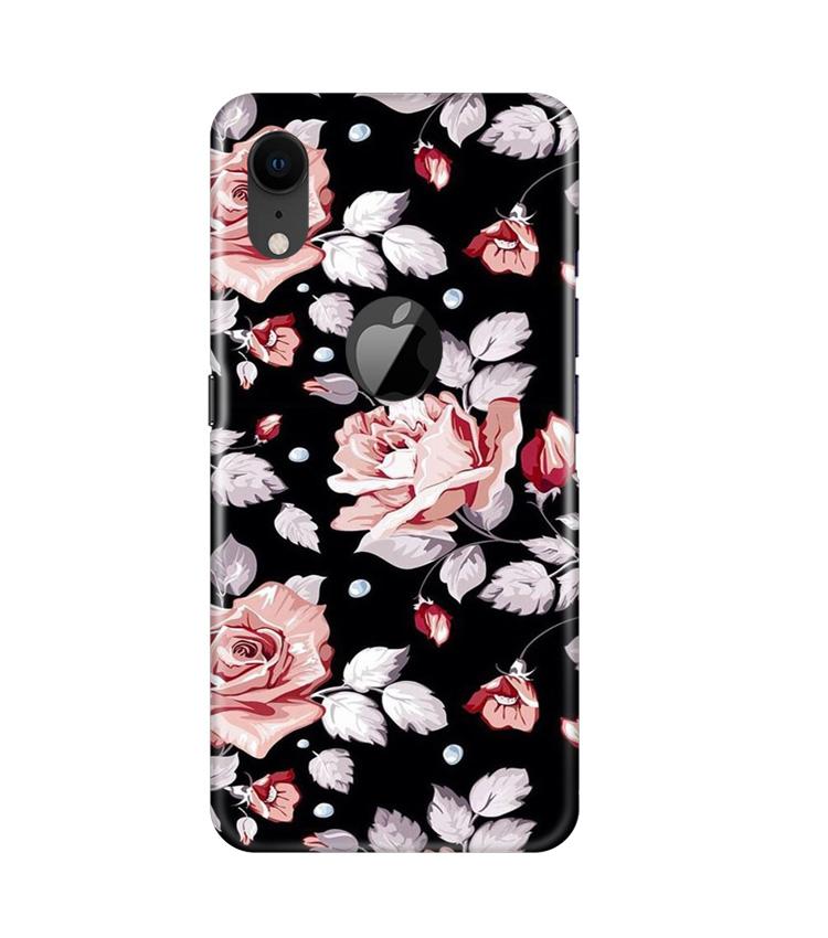 Pink rose Mobile Back Case for iPhone Xr Logo Cut (Design - 12) Pink rose Case for iPhone Xr Logo Cut