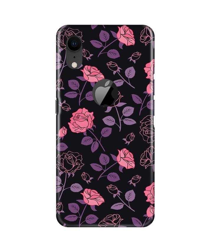 Rose Black Background Mobile Back Case for iPhone Xr Logo Cut (Design - 27) Rose Black Background Case for iPhone Xr Logo Cut