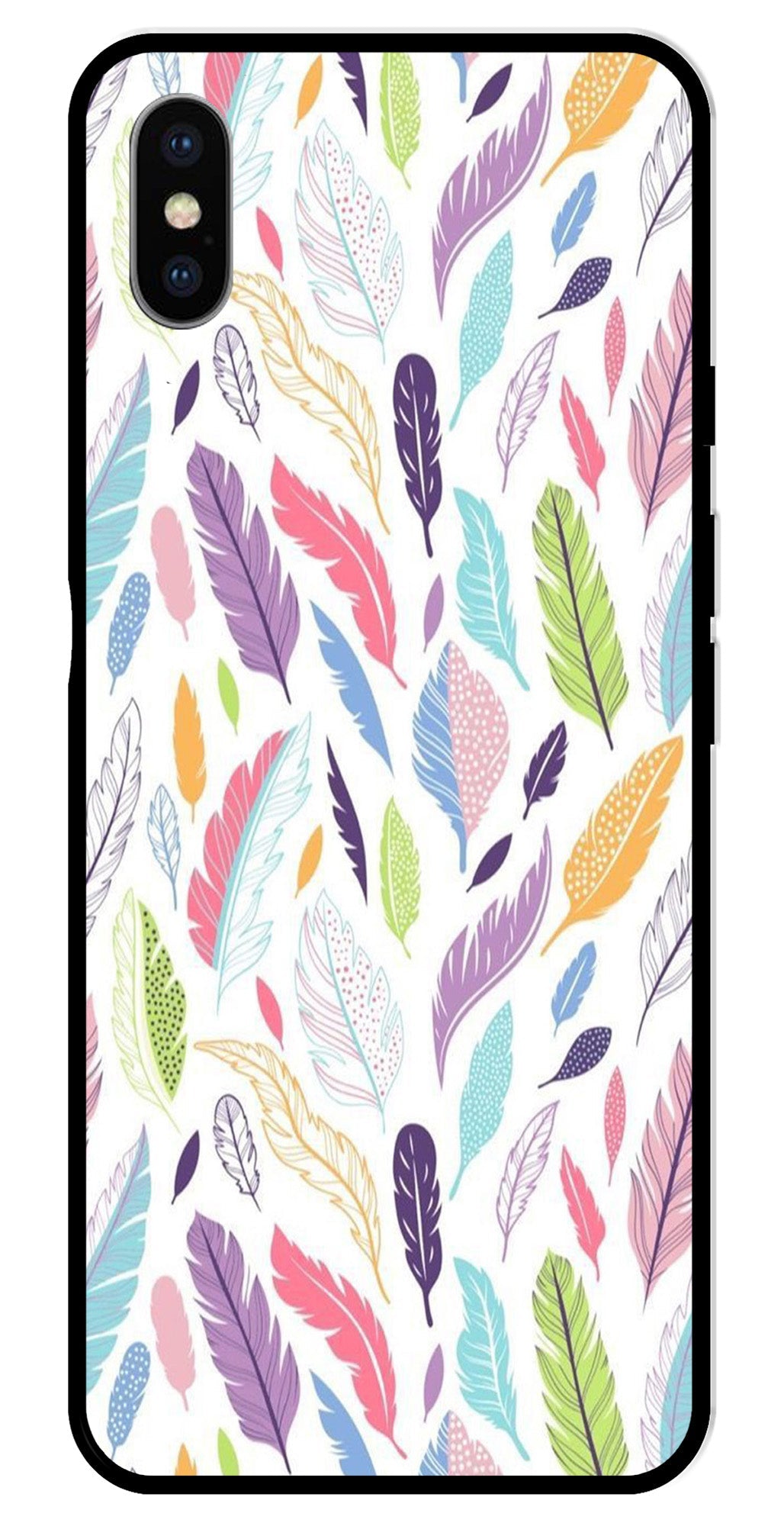Colorful Feathers Metal Mobile Case for iPhone X Metal Case Colorful Feathers Metal Mobile Case for iPhone X Metal Case (Design No -06)