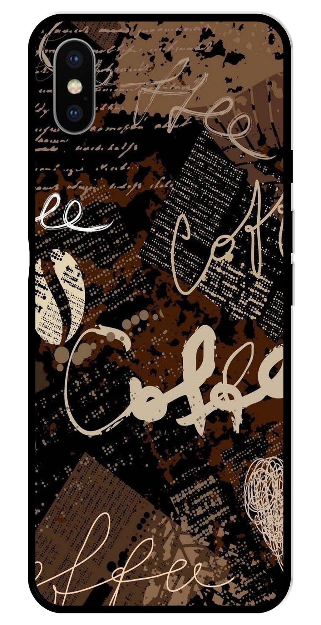Coffee Pattern Metal Mobile Case for iPhone X Metal Case Coffee Pattern Metal Mobile Case for iPhone X Metal Case (Design No -37)