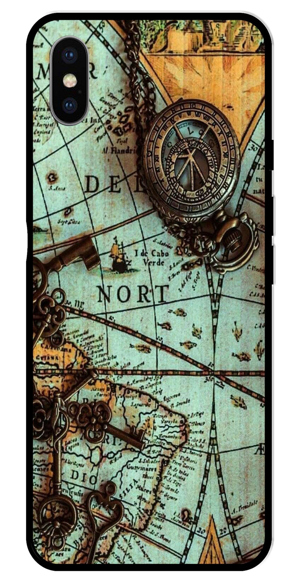Map Design Metal Mobile Case for iPhone X Metal Case (Design No -54)