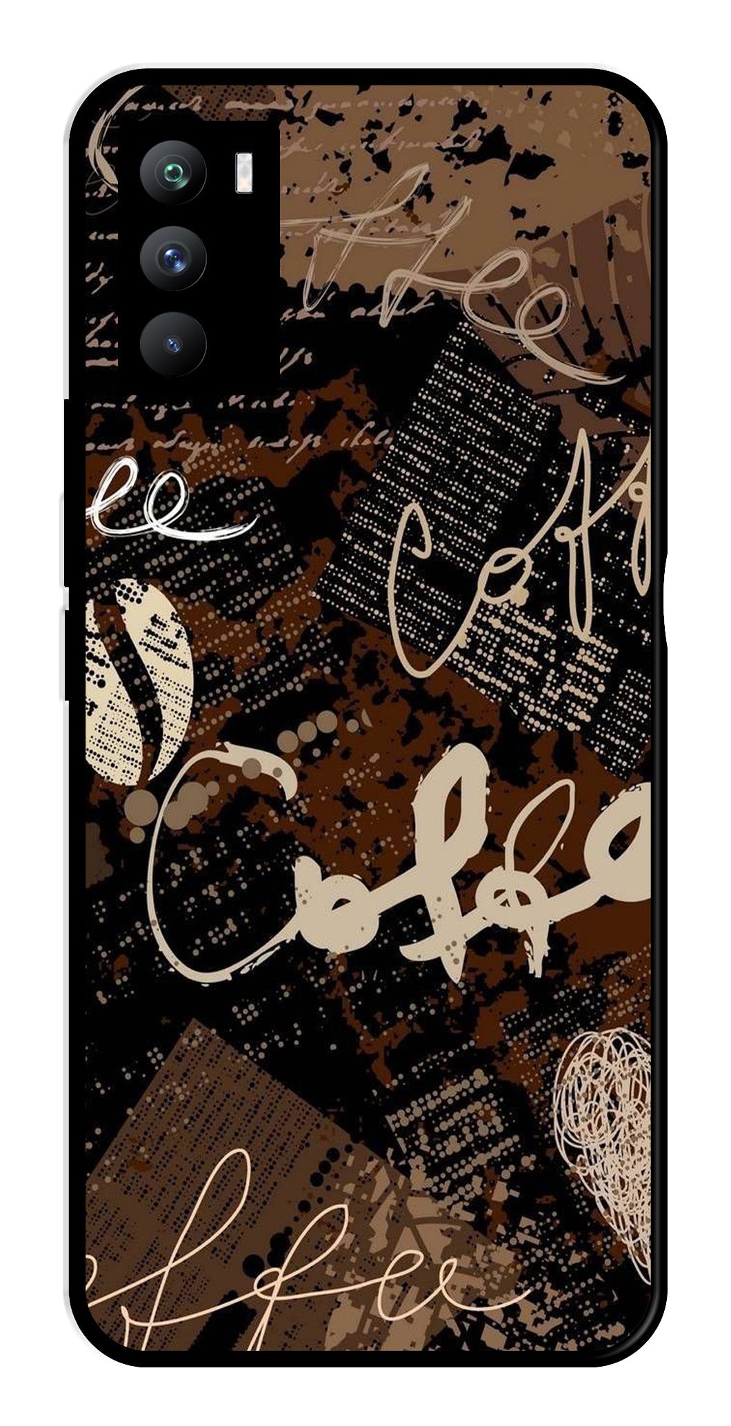 Coffee Pattern Metal Mobile Case for iQOO 9 SE 5G Coffee Pattern Metal Mobile Case for iQOO 9 SE 5G (Design No -37)