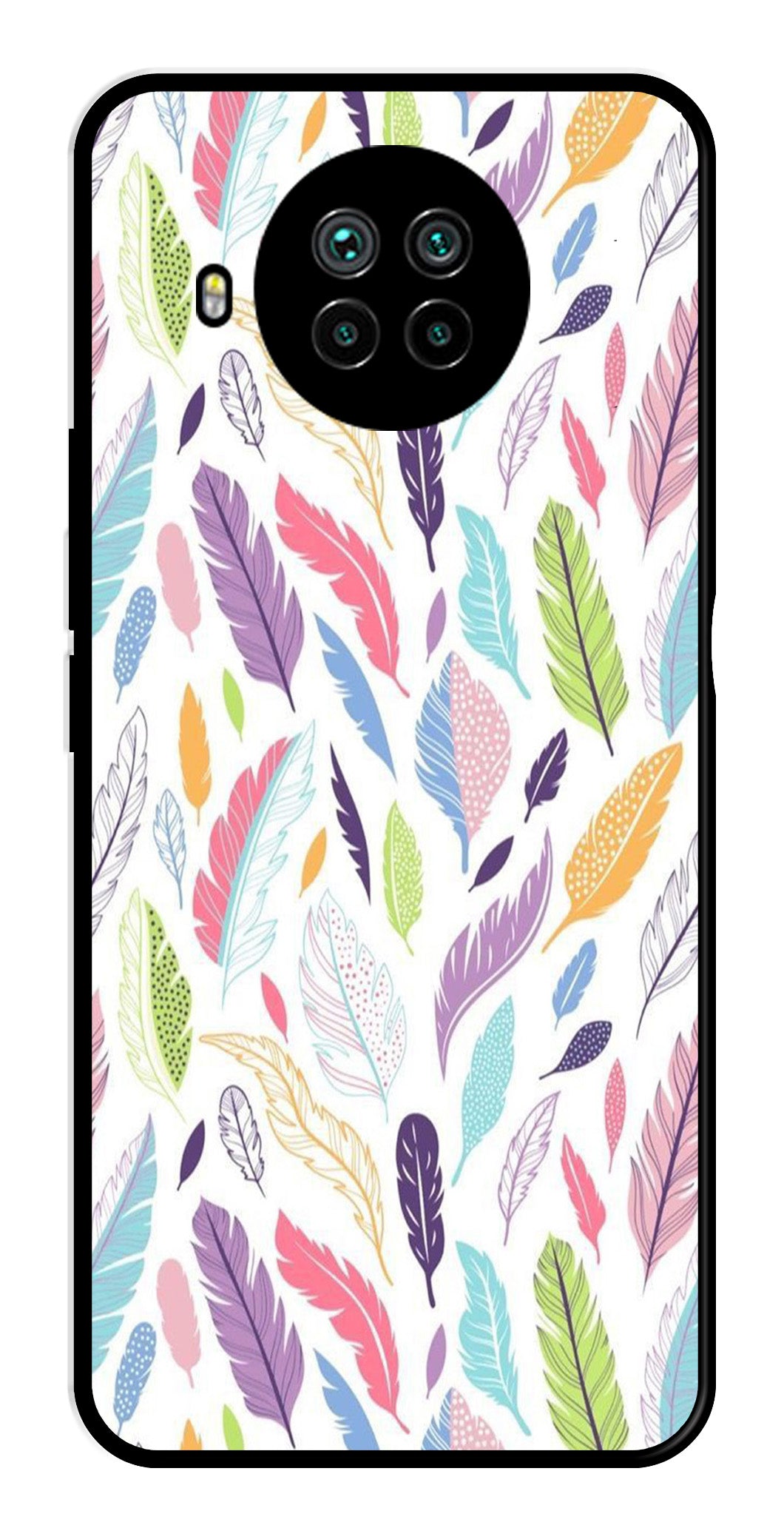 Colorful Feathers Metal Mobile Case for Xiaomi Mi 10i Colorful Feathers Metal Mobile Case for Xiaomi Mi 10i (Design No -06)