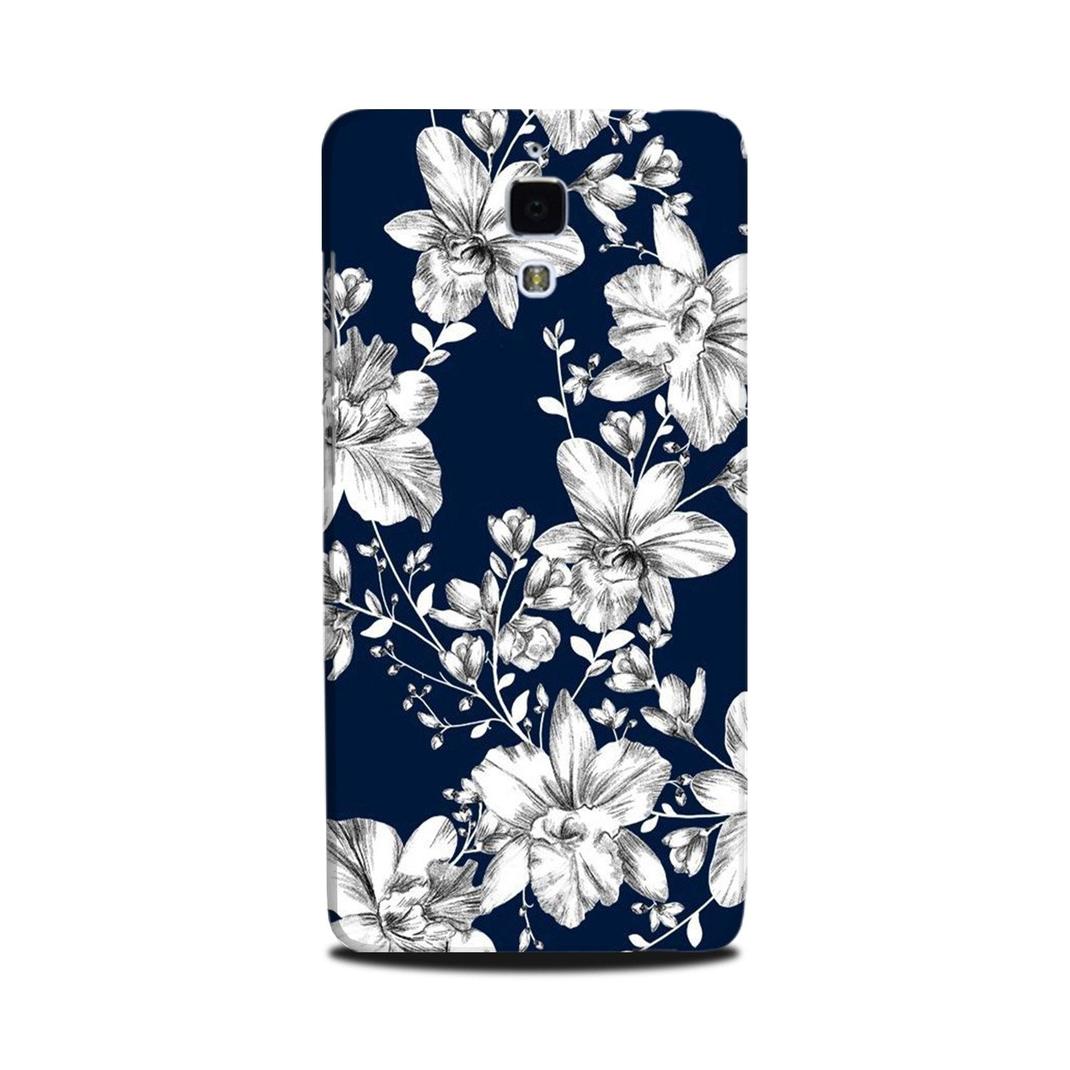 White flowers Blue Background Mobile Back Case for Mi 4 (Design - 14) White flowers Blue Background Case for Mi 4