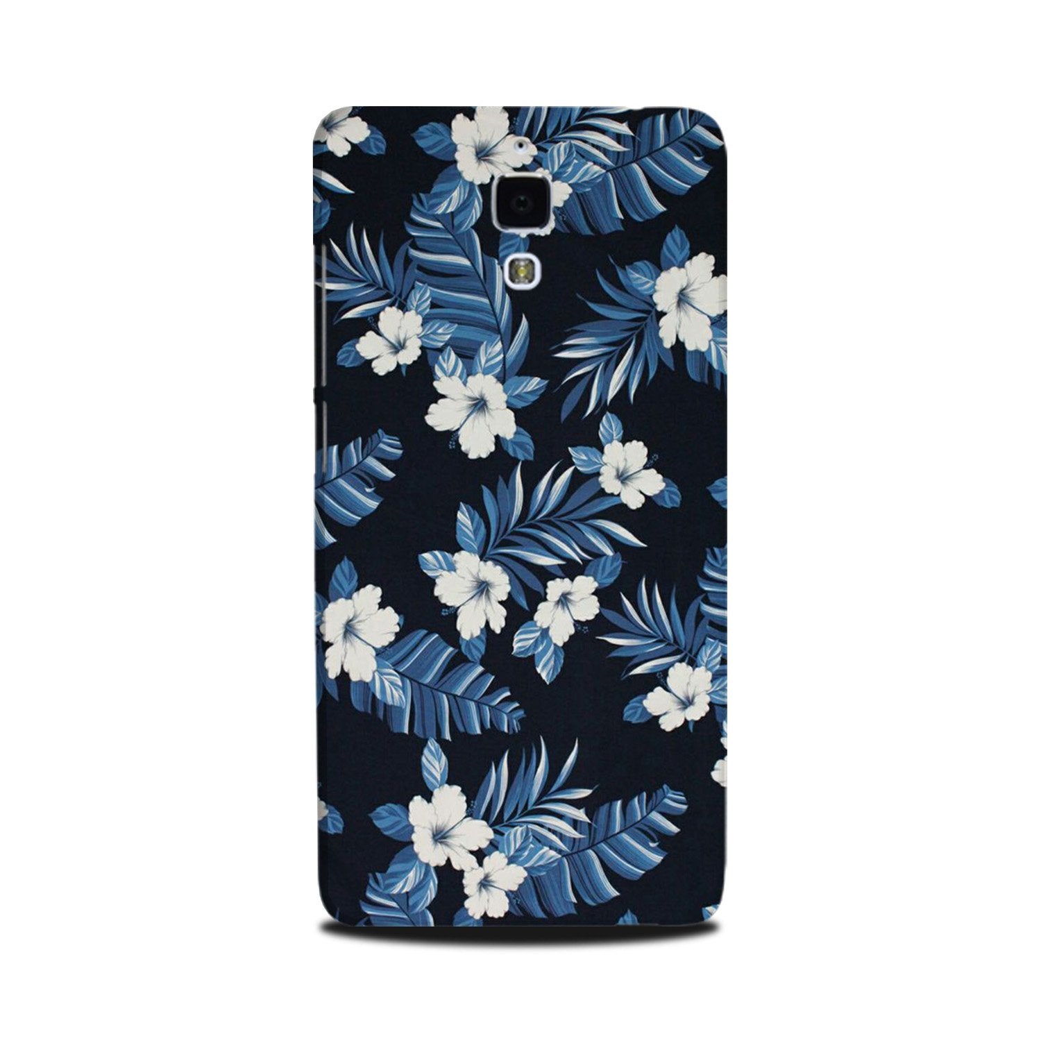 White flowers Blue Background2 Mobile Back Case for Mi 4 (Design - 15) White flowers Blue Background2 Case for Mi 4
