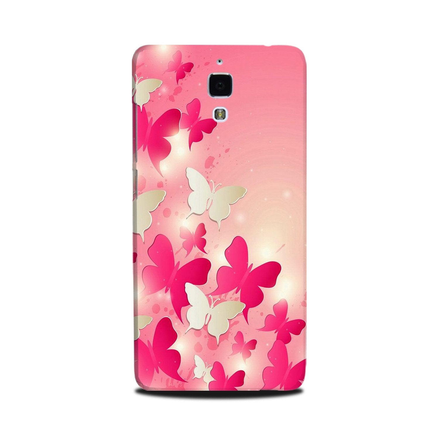 White Pick Butterflies Mobile Back Case for Mi 4 (Design - 28) White Pick Butterflies Case for Mi 4
