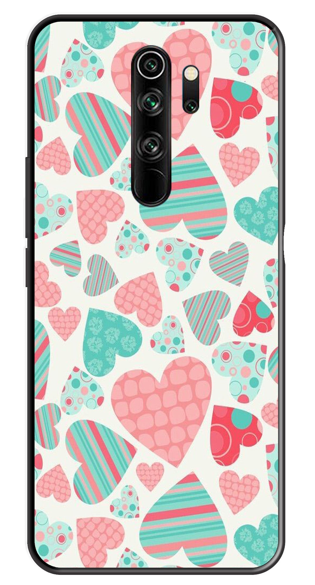 Hearts Pattern Metal Mobile Case for Redmi Note 8 Pro Hearts Pattern Metal Mobile Case for Redmi Note 8 Pro (Design No -22)