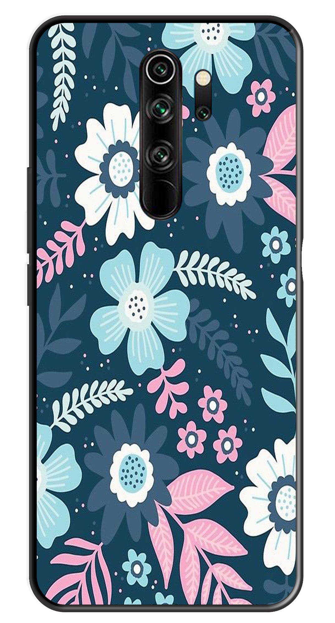 Flower Leaves Design Metal Mobile Case for Redmi Note 8 Pro (Design No -50)