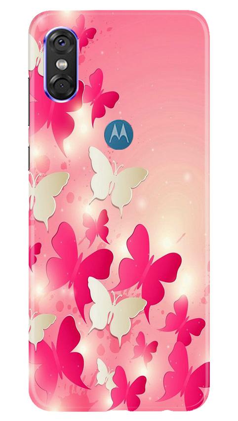 White Pick Butterflies Mobile Back Case for Moto One (Design - 28) White Pick Butterflies Case for Moto One