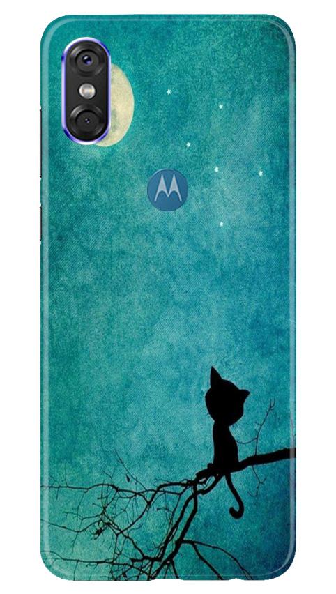 Moon cat Mobile Back Case for Moto One (Design - 70) Moon cat Case for Moto One