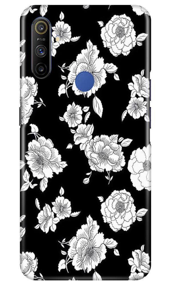 White flowers Black Background Mobile Back Case for Realme Narzo 10a (Design - 9) White flowers Black Background Case for Realme Narzo 10a