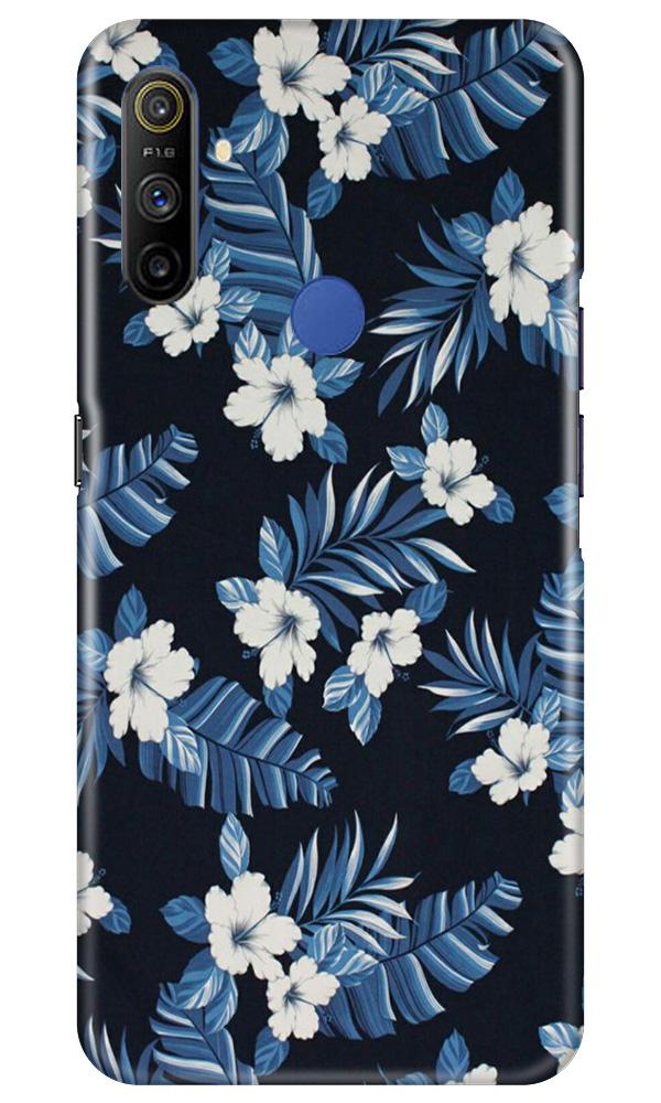 White flowers Blue Background2 Mobile Back Case for Realme Narzo 10a (Design - 15) White flowers Blue Background2 Case for Realme Narzo 10a