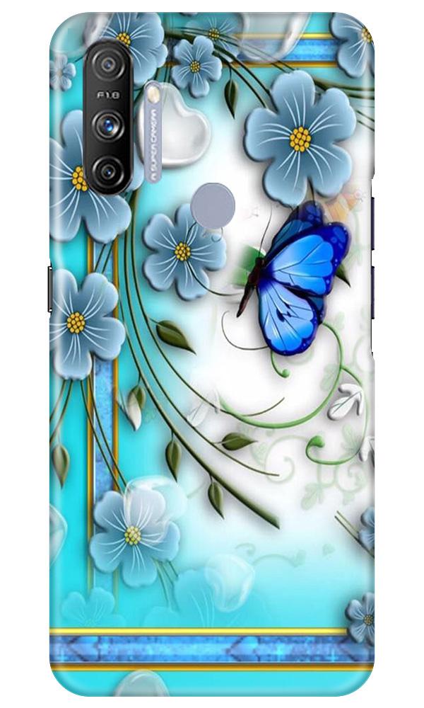 Blue Butterfly Mobile Back Case for Realme Narzo 20A (Design - 21) Blue Butterfly Case for Realme Narzo 20A