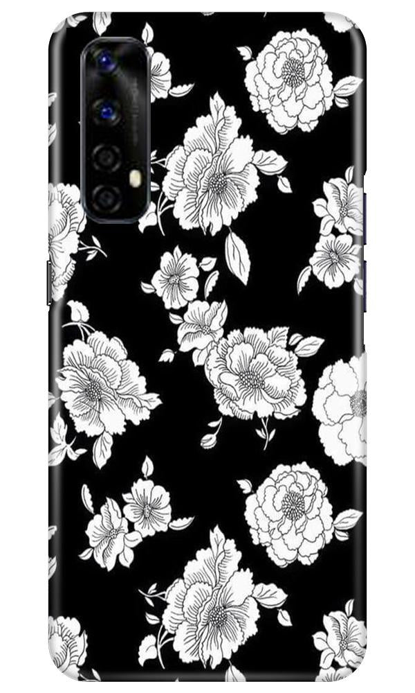 White flowers Black Background Mobile Back Case for Realme Narzo 20 Pro (Design - 9) White flowers Black Background Case for Realme Narzo 20 Pro