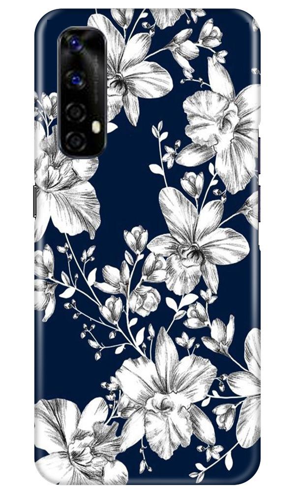 White flowers Blue Background Mobile Back Case for Realme Narzo 20 Pro (Design - 14) White flowers Blue Background Case for Realme Narzo 20 Pro