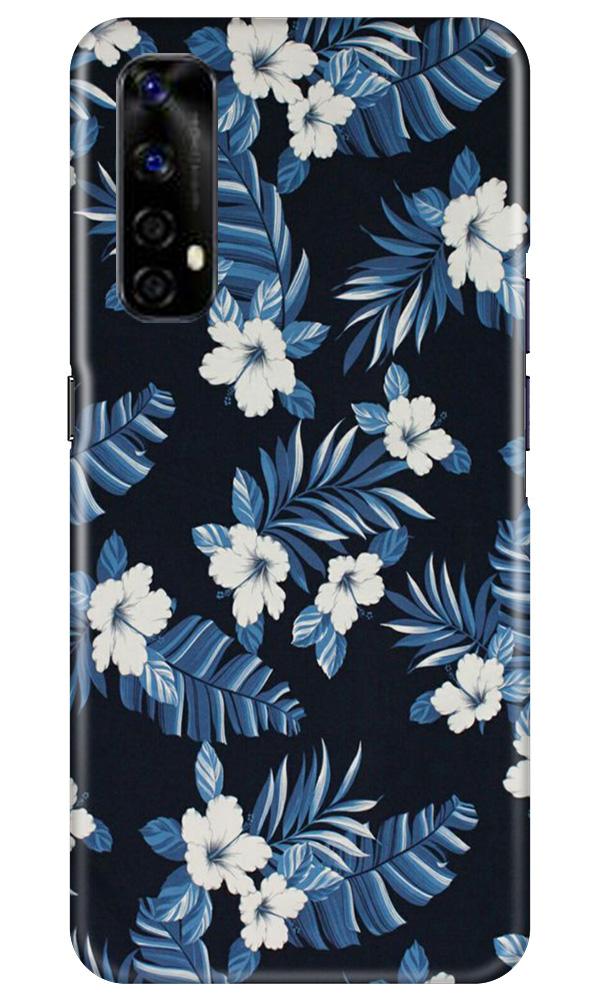 White flowers Blue Background2 Mobile Back Case for Realme Narzo 20 Pro (Design - 15) White flowers Blue Background2 Case for Realme Narzo 20 Pro