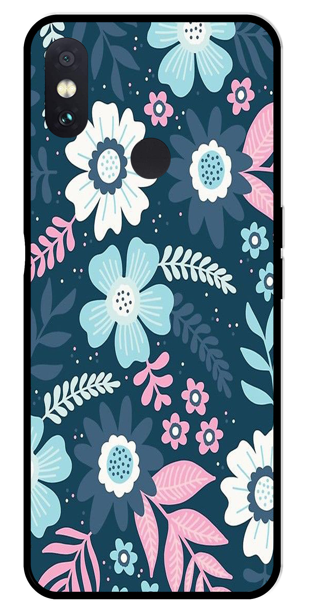 Flower Leaves Design Metal Mobile Case for Redmi Note 5 Pro (Design No -50)