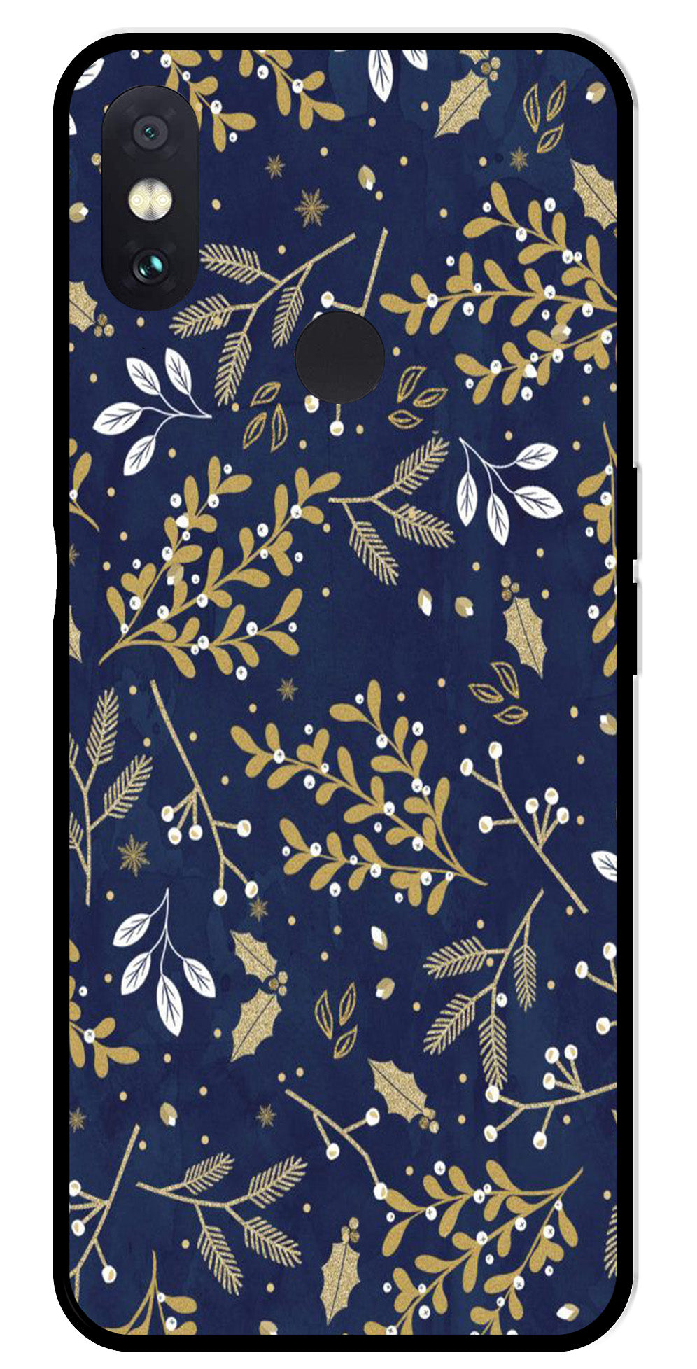 Floral Pattern Metal Mobile Case for Redmi Note 5 Pro (Design No -52)