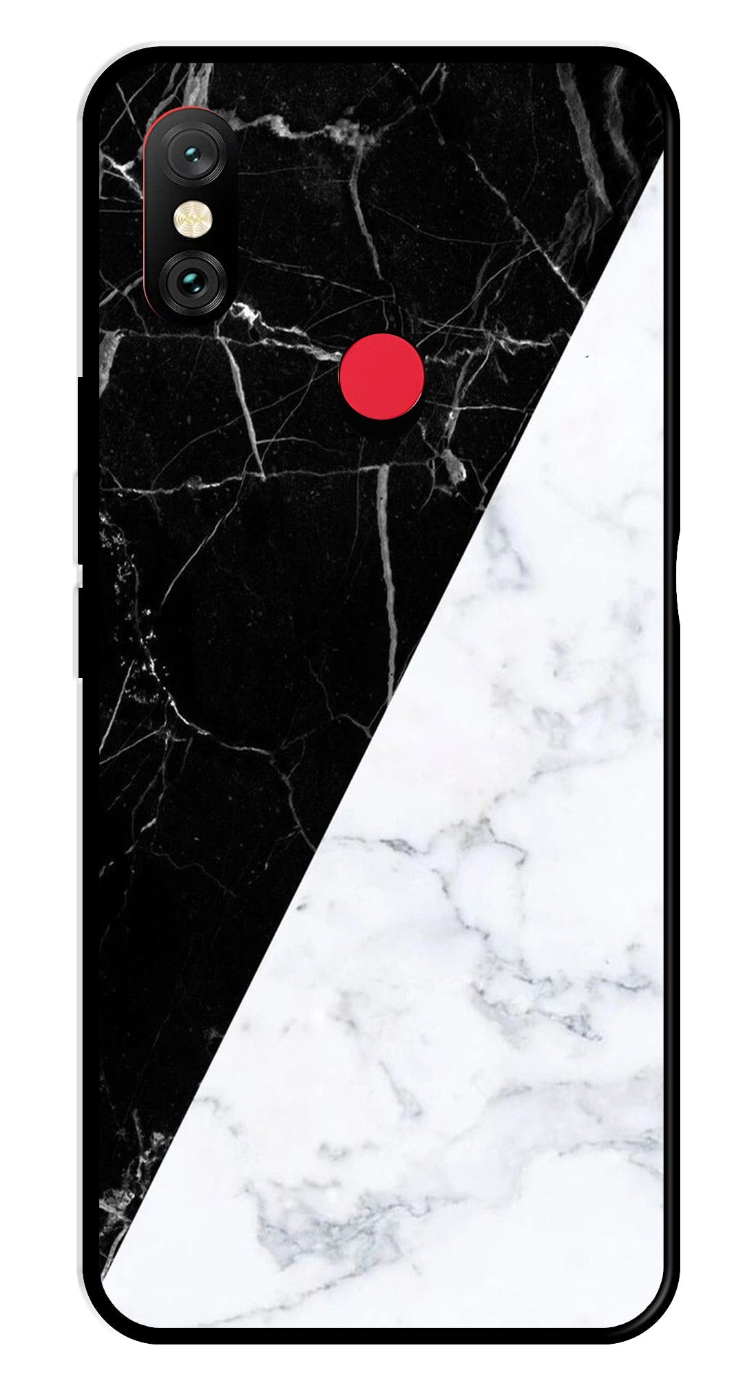 Black White Marble Design Metal Mobile Case for Redmi Note 6 Black White Marble Design Metal Mobile Case for Redmi Note 6 (Design No -09)