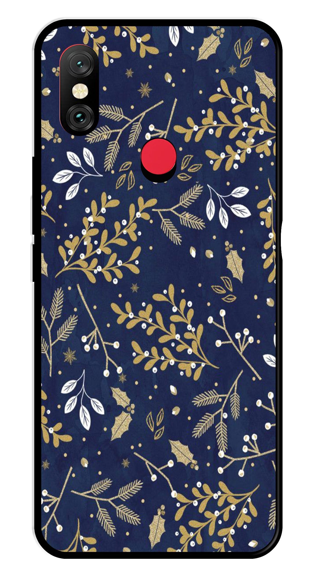 Floral Pattern Metal Mobile Case for Redmi Note 6 Pro (Design No -52)