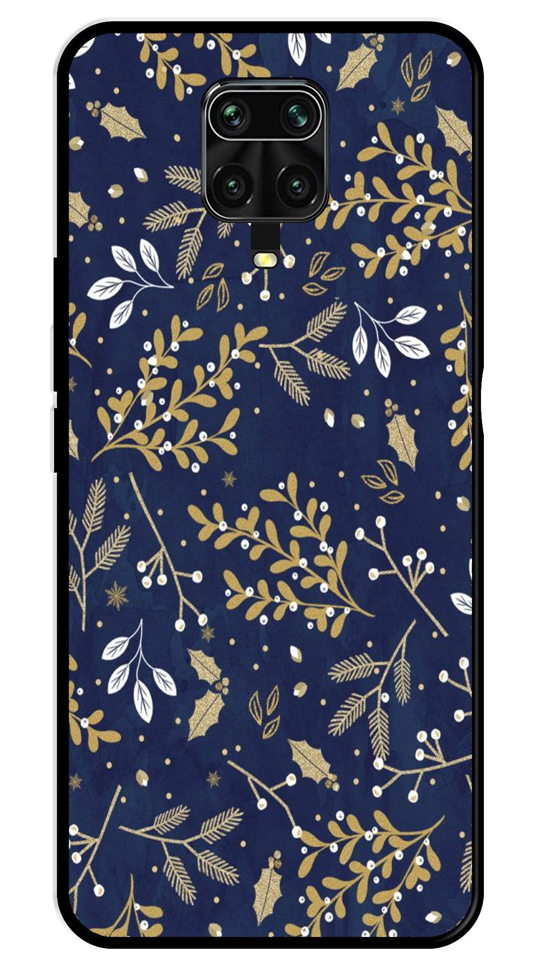 Floral Pattern Metal Mobile Case for Redmi Note 9 Pro (Design No -52)