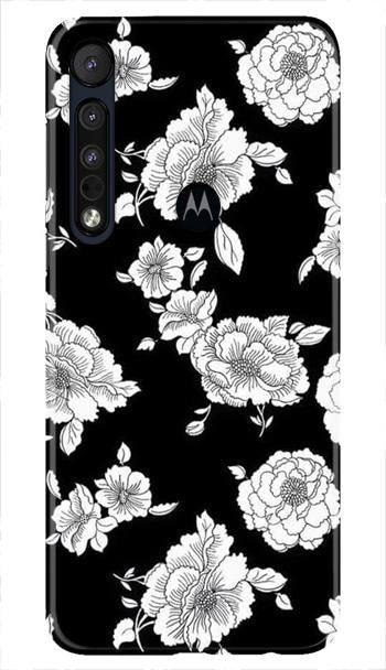 White flowers Black Background Mobile Back Case for Moto One Macro (Design - 9) White flowers Black Background Case for Moto One Macro