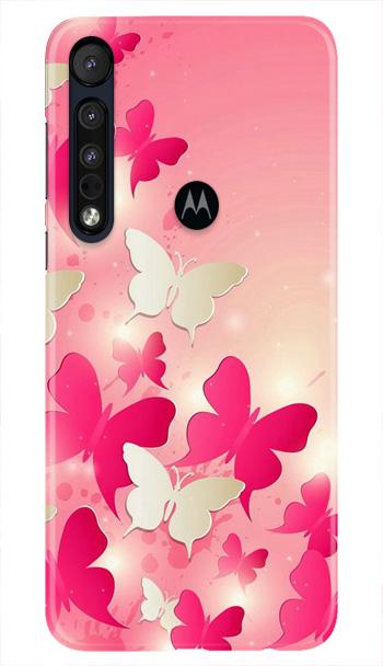 White Pick Butterflies Mobile Back Case for Moto One Macro (Design - 28) White Pick Butterflies Case for Moto One Macro