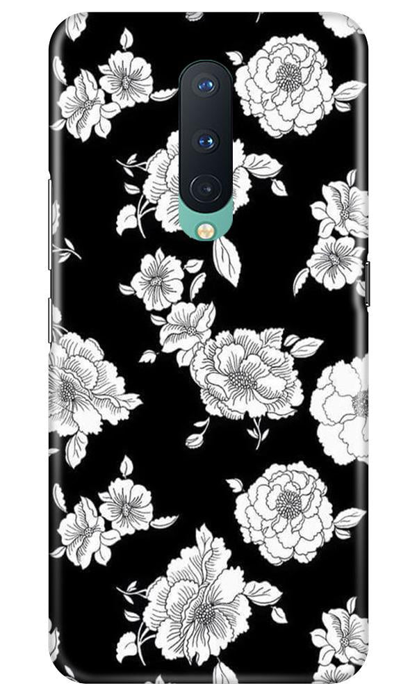 White flowers Black Background Mobile Back Case for OnePlus 8 (Design - 9) White flowers Black Background Case for OnePlus 8
