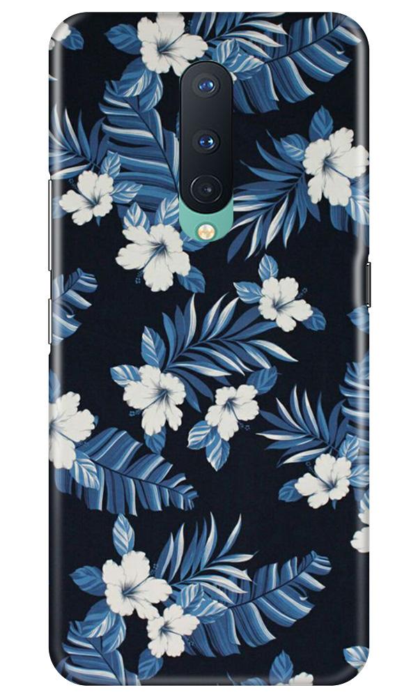 White flowers Blue Background2 Mobile Back Case for OnePlus 8 (Design - 15) White flowers Blue Background2 Case for OnePlus 8