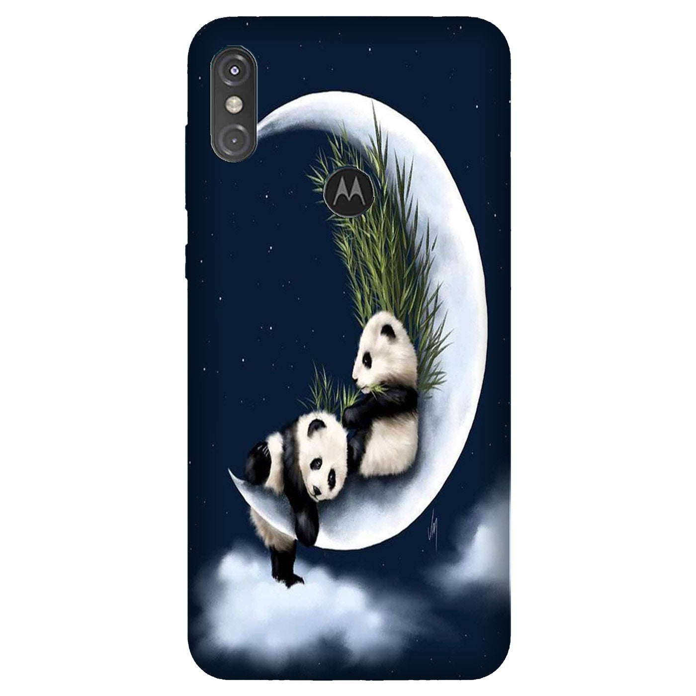 Panda Moon Mobile Back Case for Moto One Power (Design - 318) Panda Moon Mobile Back Case for Moto One Power (Design - 318)