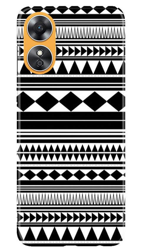 Black white Pattern Mobile Back Case for Oppo A17 (Design - 5) Black white Pattern Case for Oppo A17