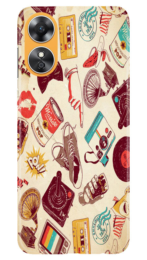 Vintage Mobile Back Case for Oppo A17 (Design - 35) Vintage Case for Oppo A17