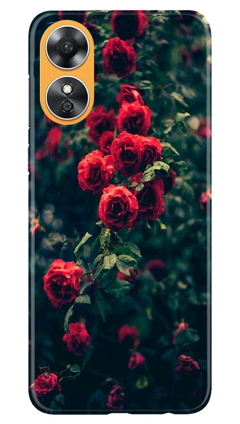 Red Rose Mobile Back Case for Oppo A17 (Design - 66) Red Rose Case for Oppo A17