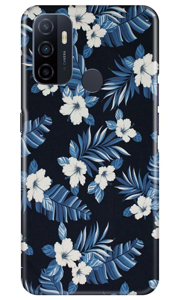 White flowers Blue Background2 Mobile Back Case for Oppo A33 (Design - 15) White flowers Blue Background2 Case for Oppo A33